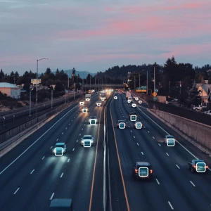 Il traffico autostradale monitorato da una telecamera dotata di intelligenza artificiale VAISense.