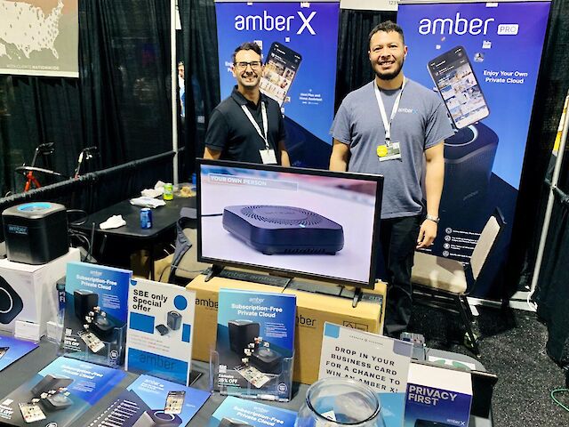 Amber team members smiling at the Amber booth at the LA Small Business Expo