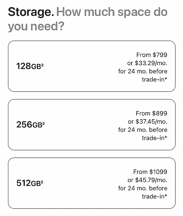 Apple's data storage charges