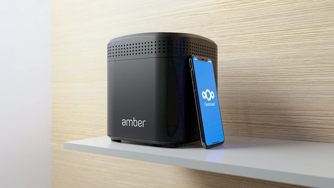 AmberPro on a display shelf with smartphone