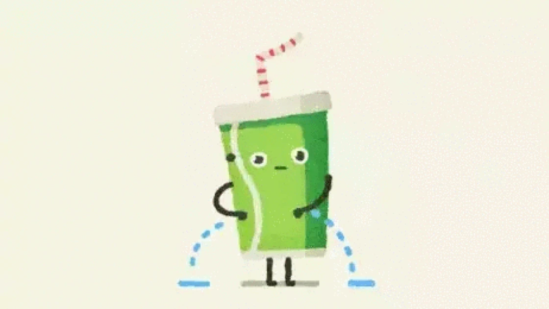 illustration of a soda cup leaking from both sides