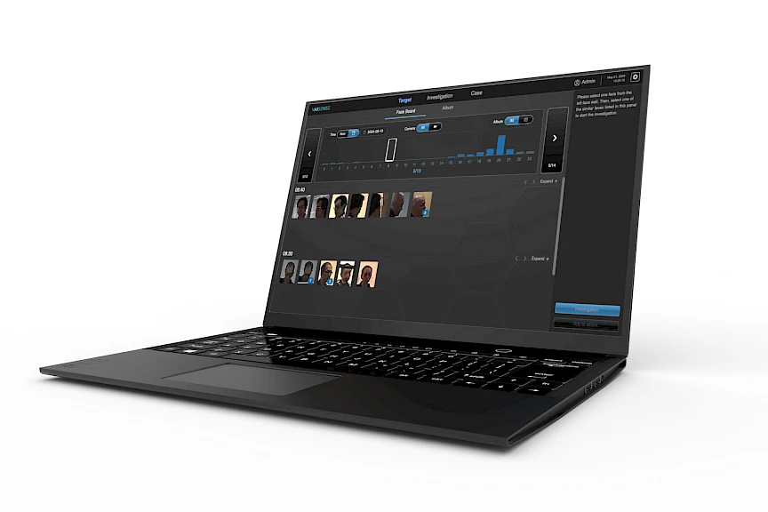 A laptop showing the app interface